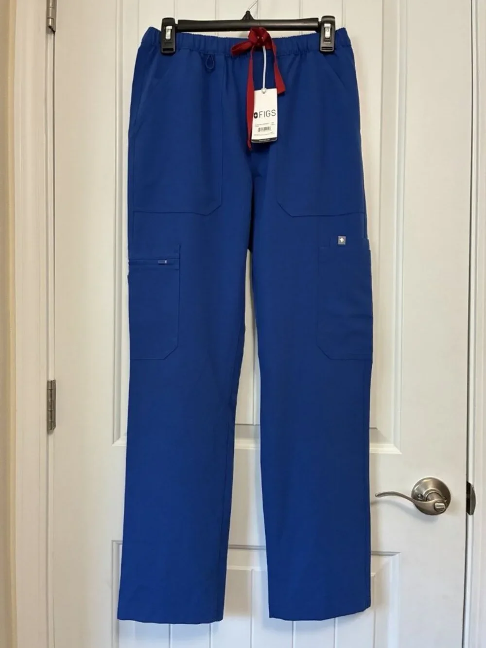 Figs Scrubs Cairo Zip Fly Pants W/Aya Logo In Royal Blue  Size XSR  28” x 30”